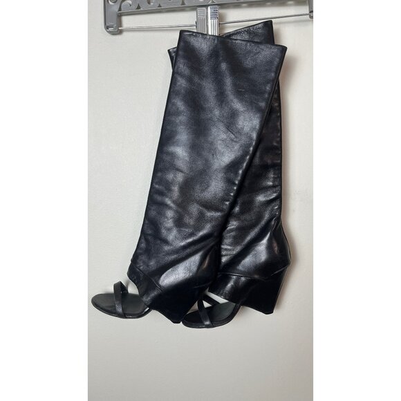 RARE MARGIELA LINE 22 OPEN TOE KNEE HIGH HEELED BOOTS 5 - Picture 3 of 10